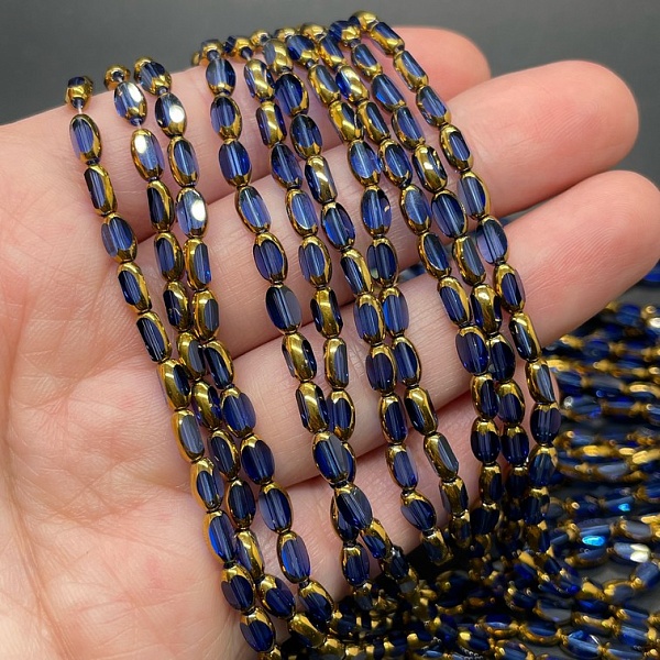 3,5*6 мм Стекло Lux, рис огранка, цвет синий в обрамлении