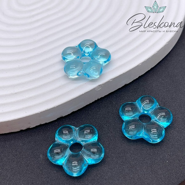 24 мм  Подвеска цветок голубой