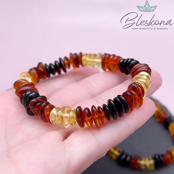 Янтарь крошка микс №1 8-10 мм сет 19 см