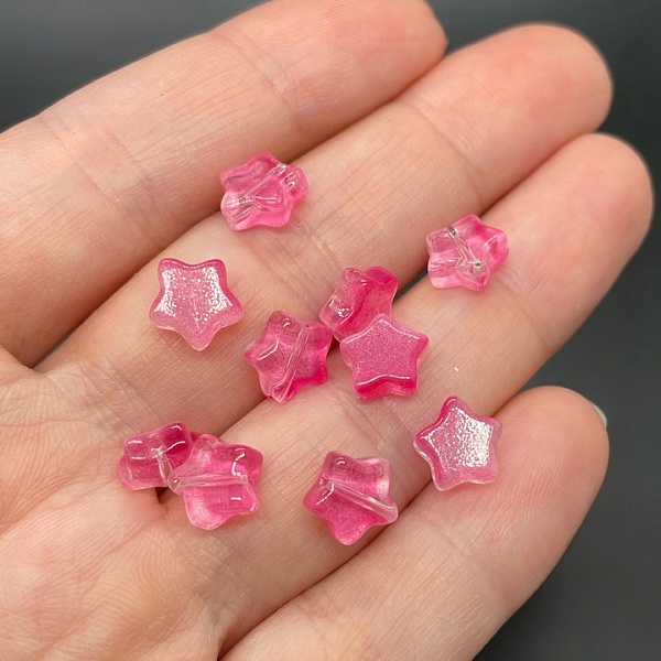 8 мм, Стекло звезда малиновая уп.10 шт 