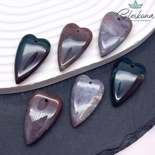 18*29 мм Подвеска Сердце Черный Агат Индийский