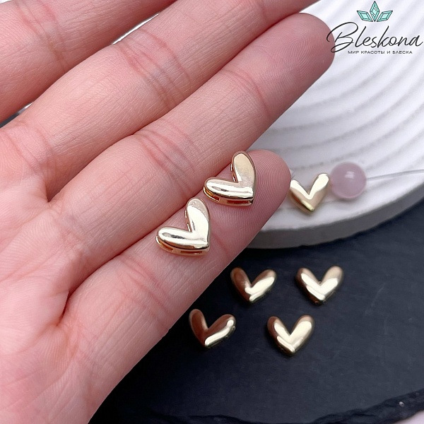 10,5*8,5 мм Цвет золото, Бусина сердце