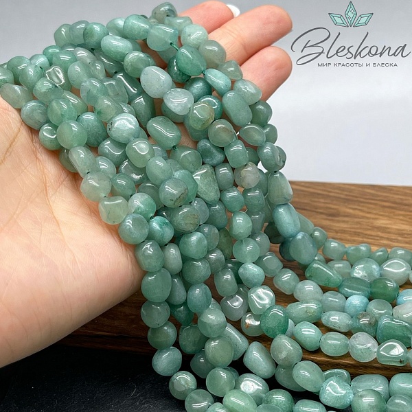 Авантюрин зеленый (кварцит) галтовка 7-11 мм