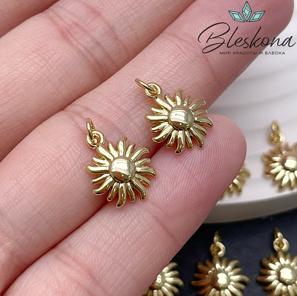 13*10 мм Цвет золото, Подвеска солнце гладкое 