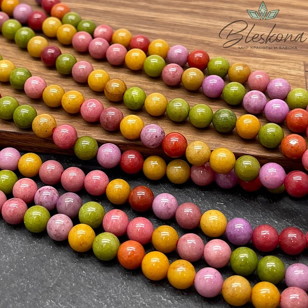 Агат микс №1 (тонированный) 6 мм 