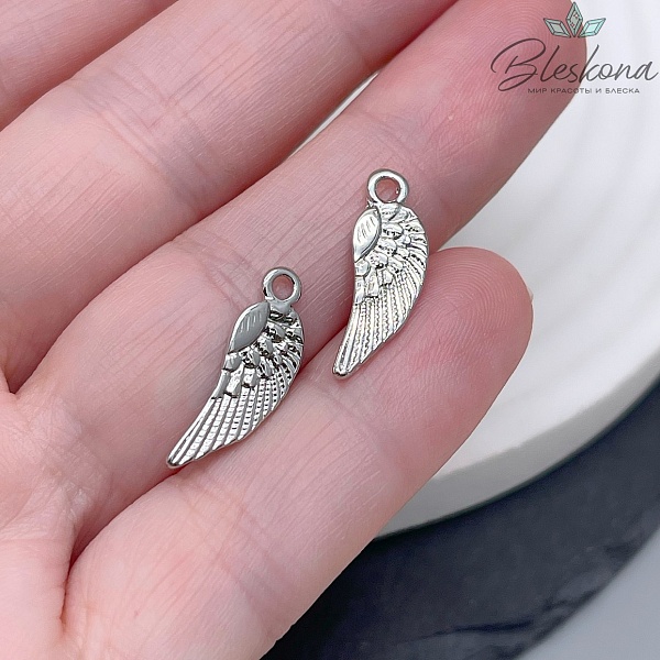 19,5*6,6 мм Цвет серебро, Подвеска Крыло перья