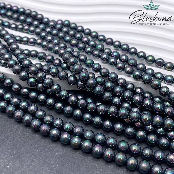 Жемчуг Майорка цвет черный хамелеон 6 мм