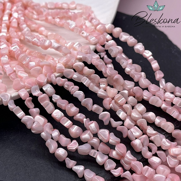 Перламутр розовый галтовка (5-7)*(3-6) мм