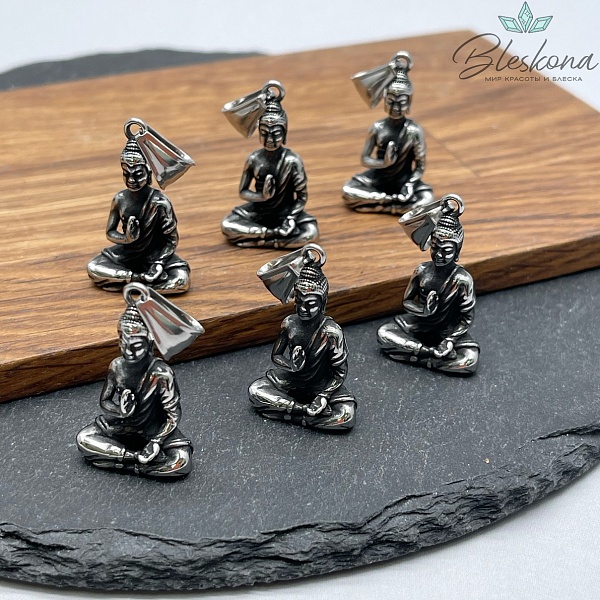 30,5*18 мм Цвет серебро, Подвеска Будда сталь