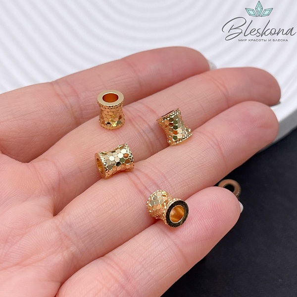 7,5*6,5 мм Цвет золото, Бусина цилиндр чешуйки