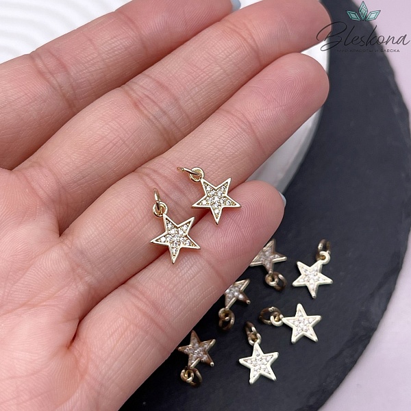 11,5*9,5 мм Цвет золото, Подвеска Звезда цирконы 