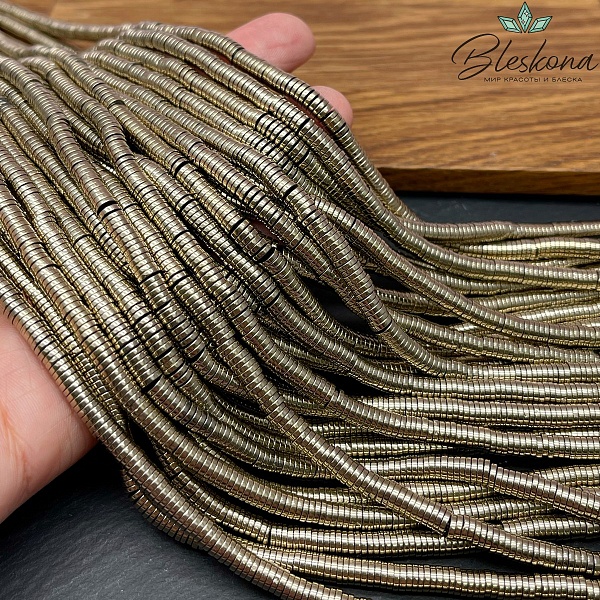 4*1 мм Гематин имитация, цвет темное золото, диски