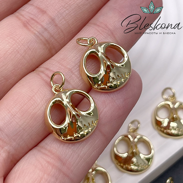 16,5*14 мм Цвет золото, Подвеска Тыква Хэллоуин