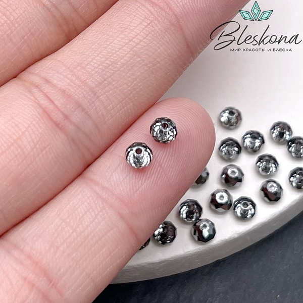 5040 Briolette Bead 4 мм Crystal Silver Night уп.10шт.