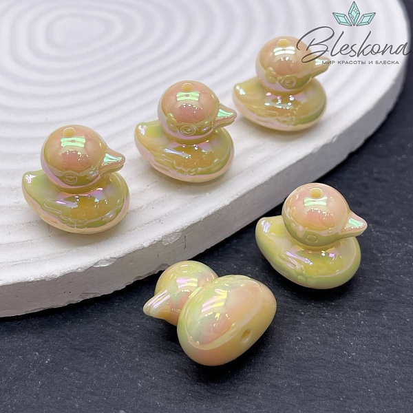 22*21 мм Бусина Уточка желтая с переливом