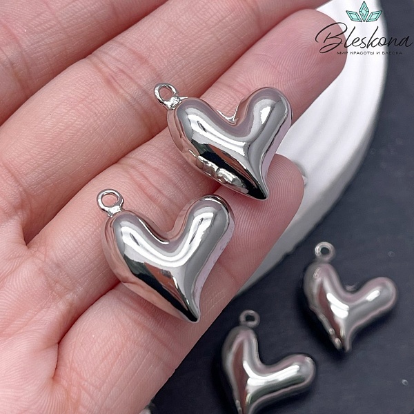 24*20 мм Цвет серебро, Подвеска Сердце
