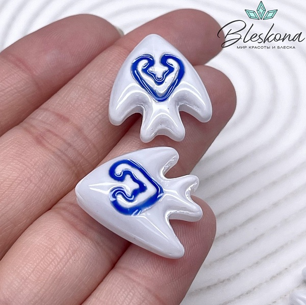 19,5*22 мм Бусина Рыбка белая