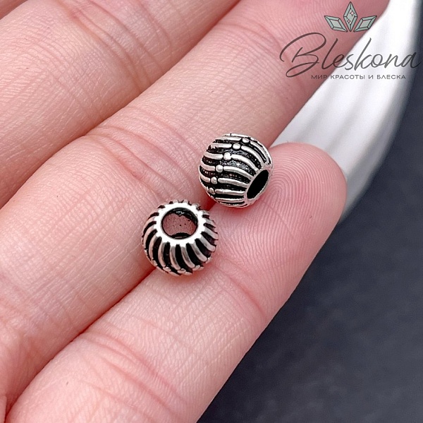 8 мм Бусина мельхиор шар волны