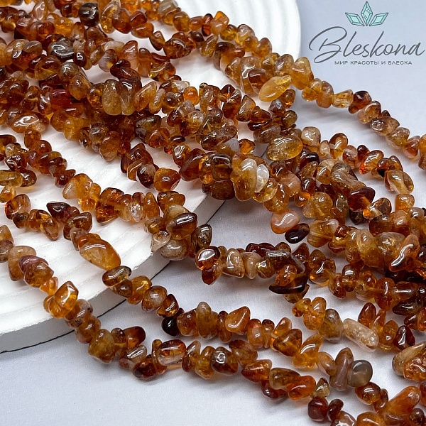 Крошка Цитрин №2 ширина бусин ~ 7-11 мм