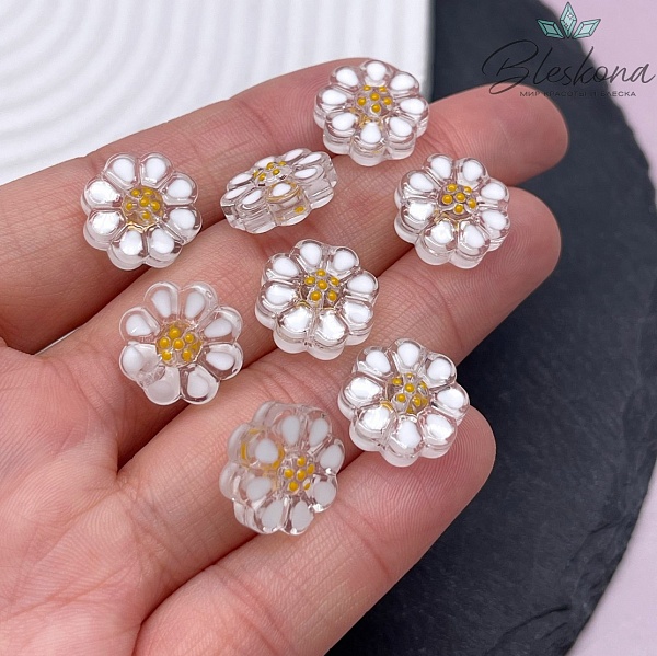 13,5 мм Бусина Ромашка из стекла