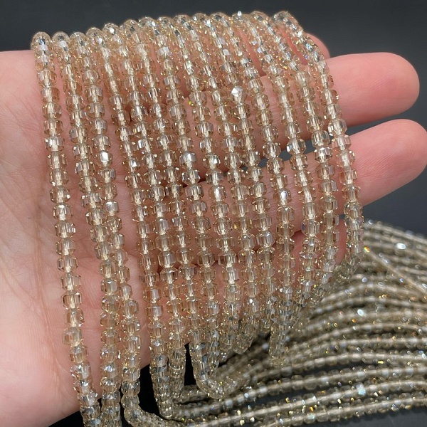 3,5*4 мм Стекло Lux, многогранник, цвет песочный