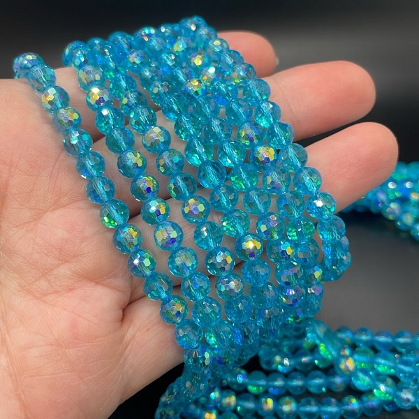 6 мм Стекло Lux, шар, цвет голубой с переливом