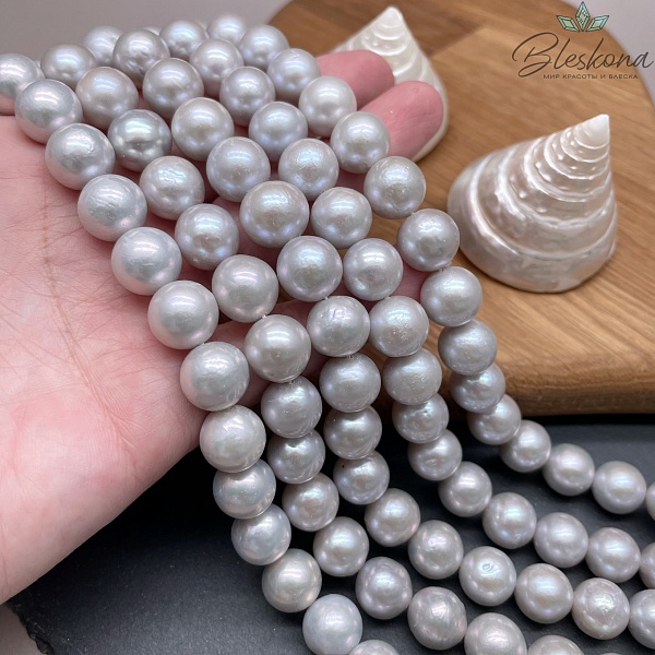 Жемчуг шар серый на увеличение 10,5-12 мм 