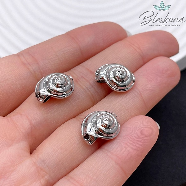 14*12 мм Цвет серебро, Бусина ракушка улитка