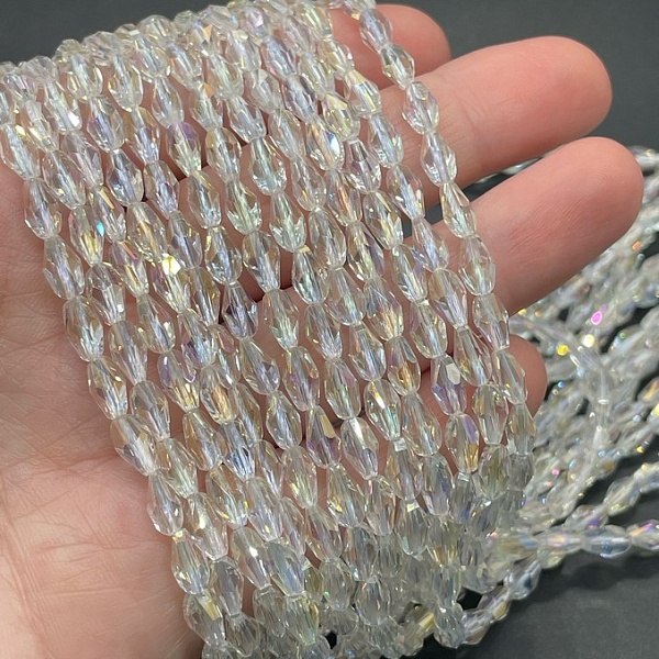 4*7,5 мм Стекло Lux, ракушка мини, цвет прозрачный с переливом