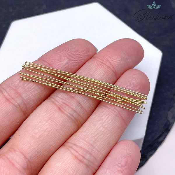 5 см*0,5 мм Цвет золото, Пины шляпка жесткие уп. 10 шт 