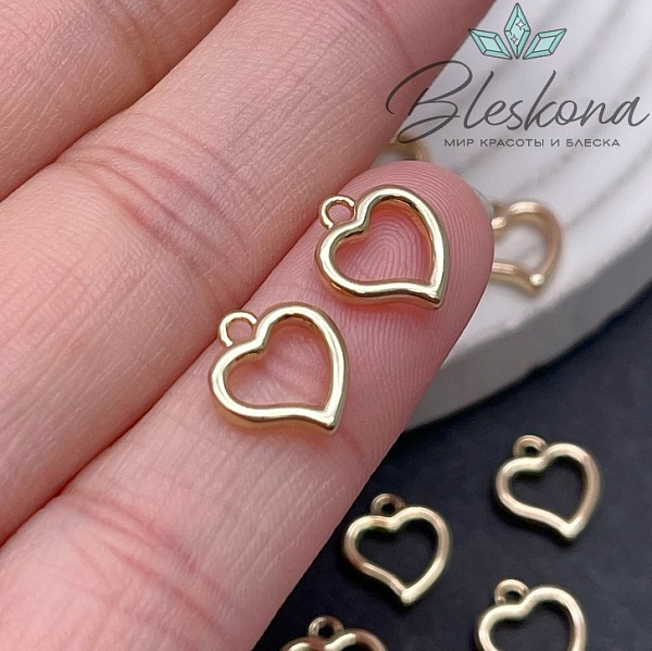 Подвеска Сердце мини контур, цвет золото 9*10мм Люкс 