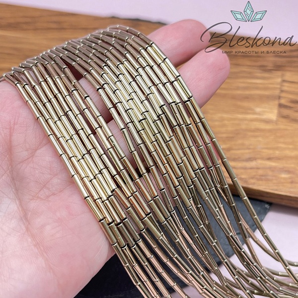 8*2 мм Гематин трубочки, цвет темное золото, имитация №1