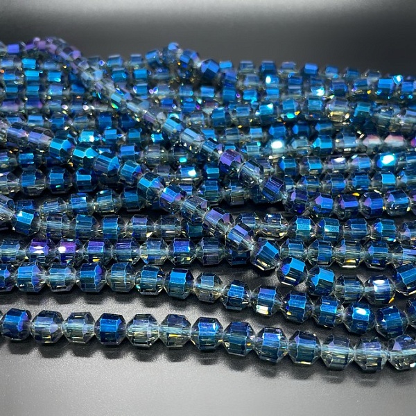 7 мм, Стекло Lux, многогранник, цвет синий