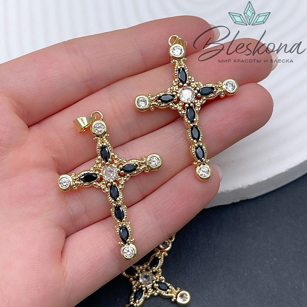 41*29 мм Цвет золото, Подвеска Крест цирконы