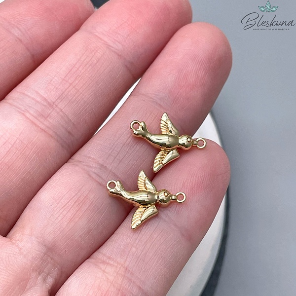 Коннектор Птичка, цвет золото 15*12мм