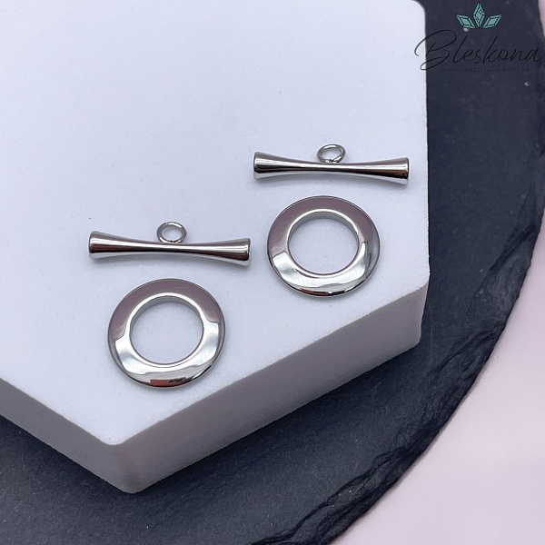 15 мм Цвет серебро, Замок тогл круг