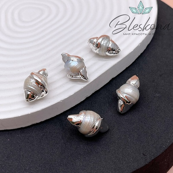 22*13 мм Цвет серебро, Бусина  Жемчуг завиток