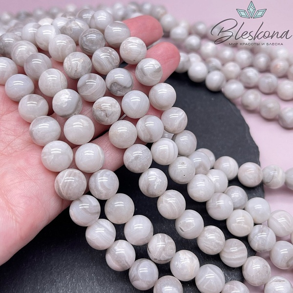 Агат кружевной белый 10 мм