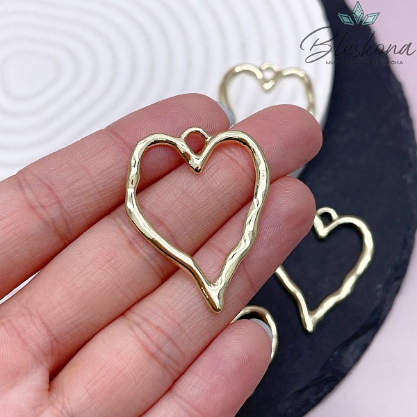 41,5*33 мм Цвет светлое золото, Подвеска Сердце мятое контур 