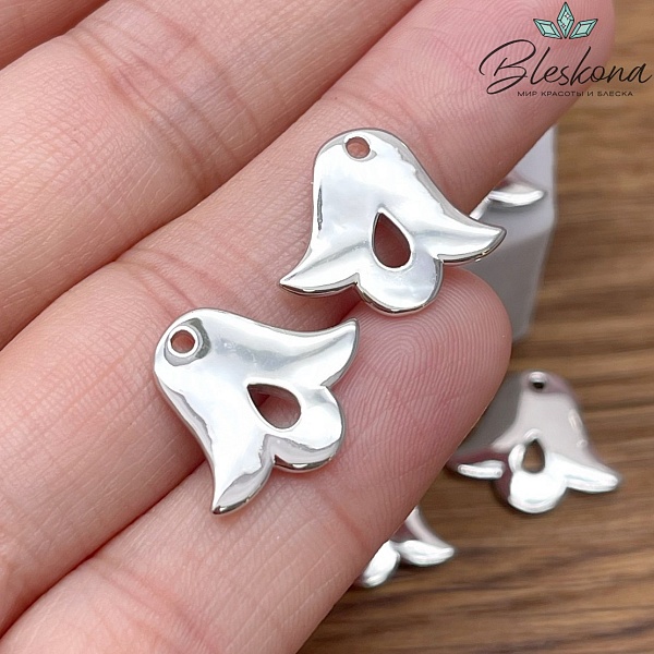 14,7*17 мм Цвет серебро, Подвеска Тюльпан Этно №2 