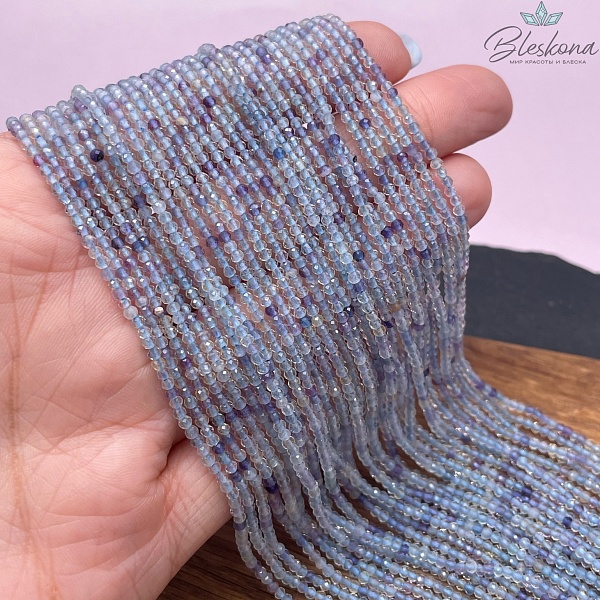 Флюорит голубой алмазная огранка 2 мм