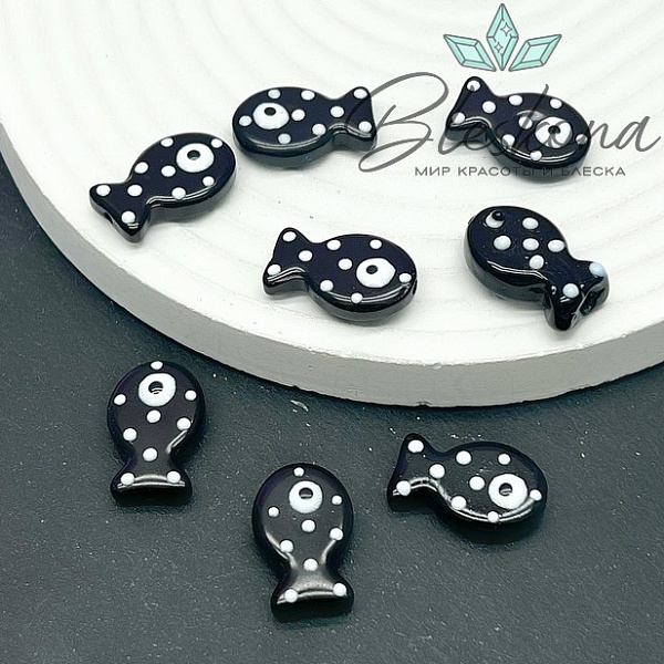 20*12 мм  Бусина рыбка черная