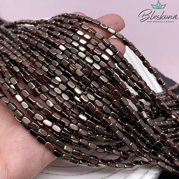 5*3 мм Гематин имитация, коричневый №1 (шоколадный), прямоугольник округленные стороны