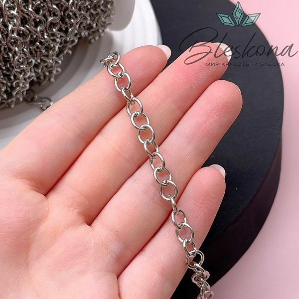 Цепь №49 цвет серебро 6 мм