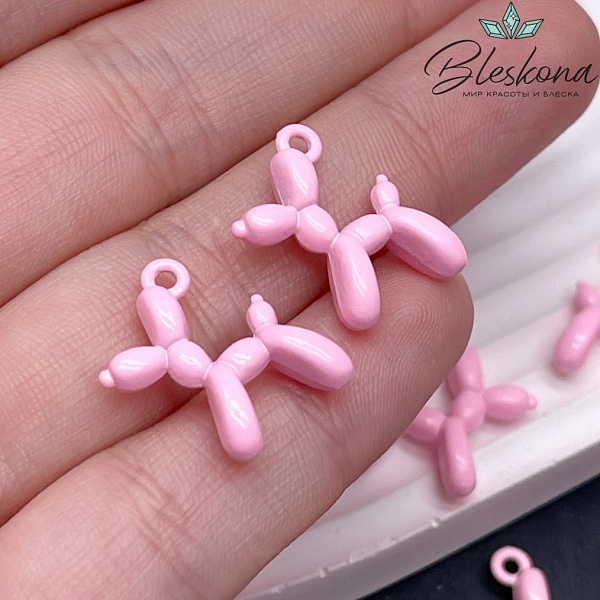 14*18 мм, Подвеска пудель розовая эмаль