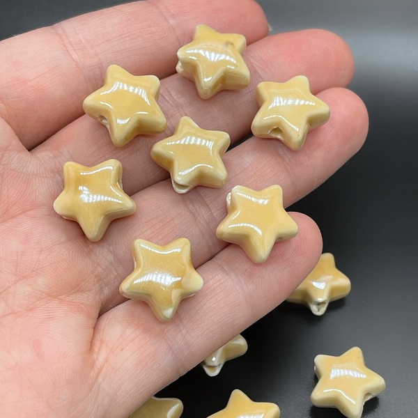 14 мм Бусина звезда, керамика цвет коричневый 