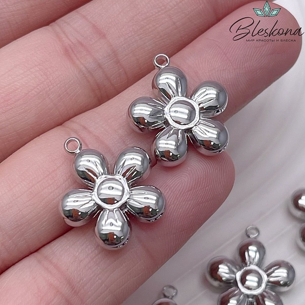 19,7*17 мм Цвет серебро, Подвеска цветок