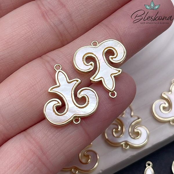 18*16 мм Цвет золото, Коннектор перламутр Этно №24