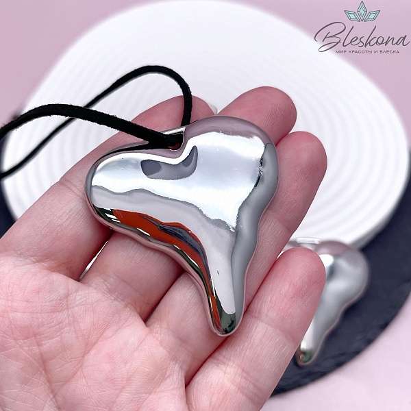 45*49 мм Цвет серебро, Подвеска Сердце неровное