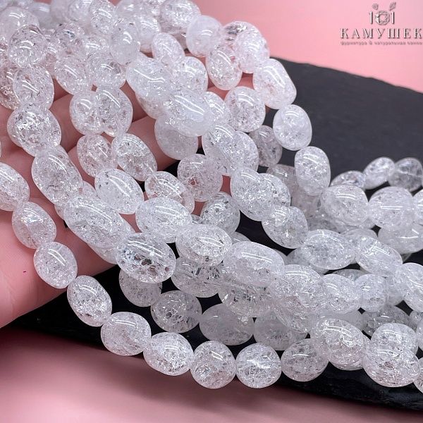 11-12 мм Горный хрусталь галтовка (с эффектом снежного кварца)